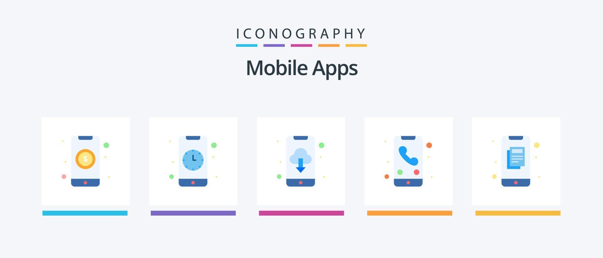 Mobile Apps Flat 5 Icon Pack Including information. calling. app. phone. call. Creative Icons Design vector