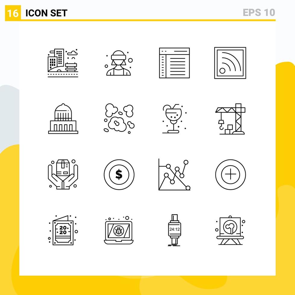 16 Universal Outlines Set for Web and Mobile Applications city wifi app signal user Editable Vector Design Elements