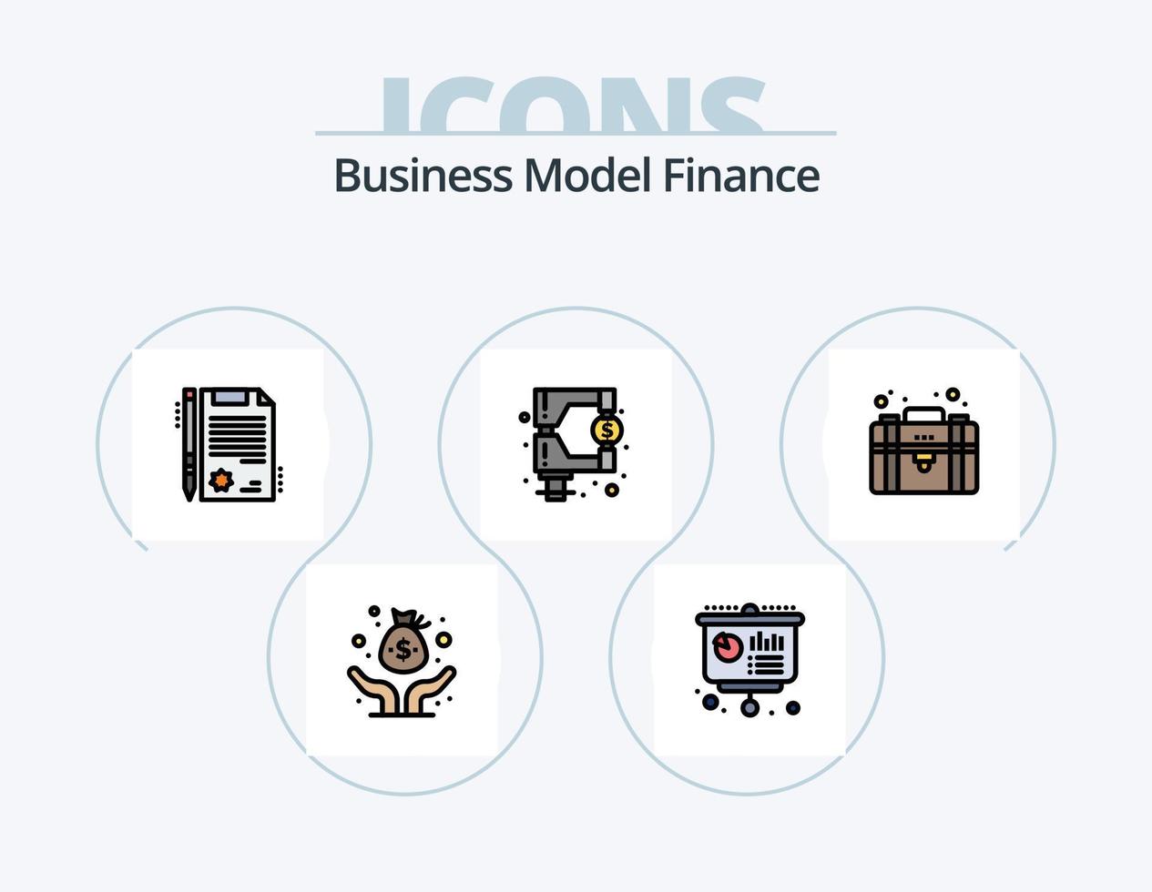 Finance Line Filled Icon Pack 5 Icon Design. report. financial. return. annual. financier vector