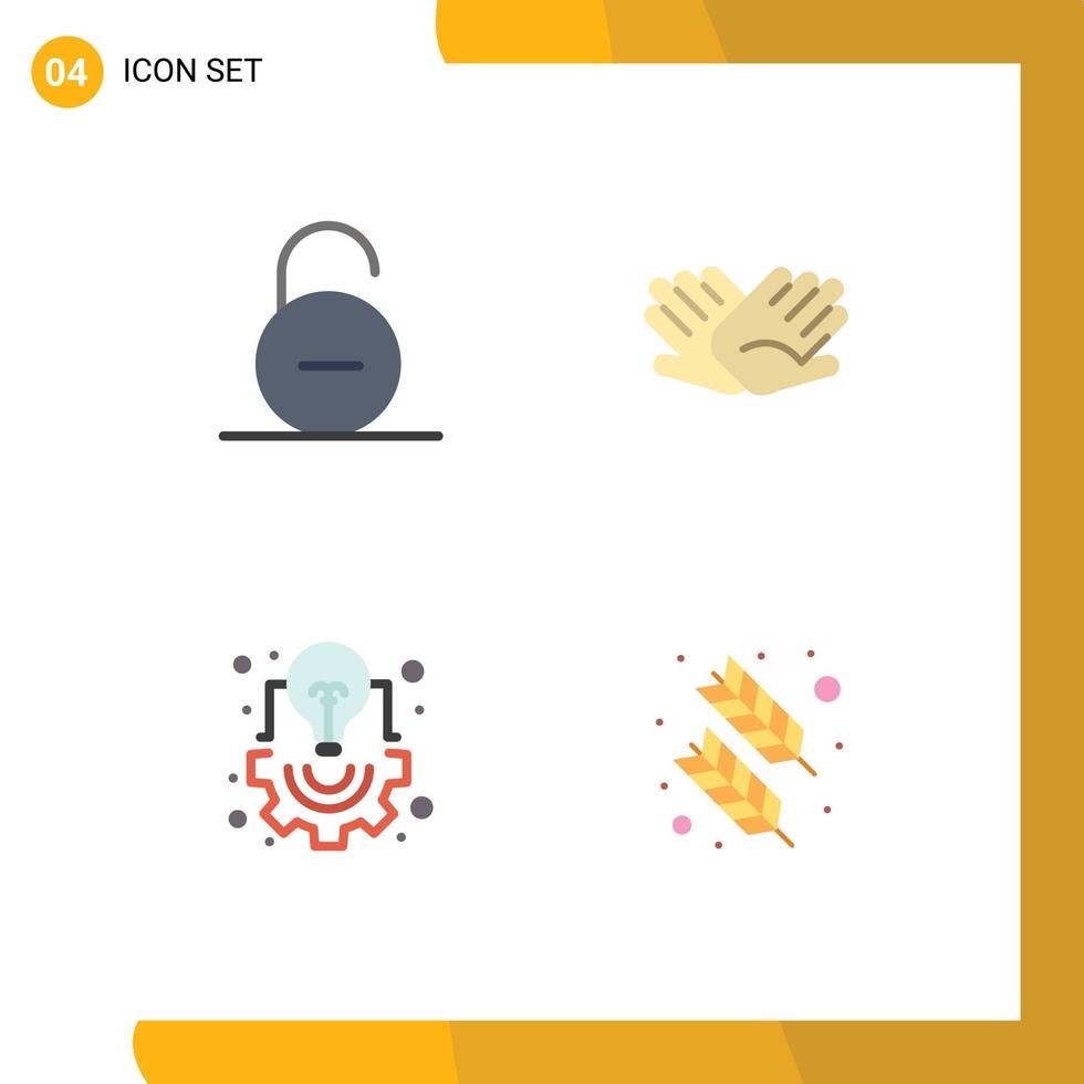 Pack of 4 Modern Flat Icons Signs and Symbols for Web Print Media such as lock relations secure hands creative Editable Vector Design Elements