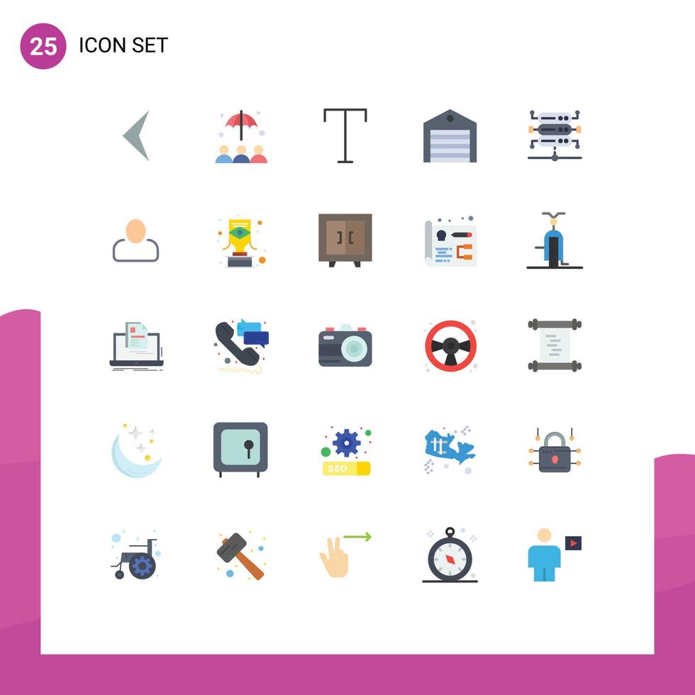 Set of 25 Commercial Flat Colors pack for administrator network style database package Editable Vector Design Elements