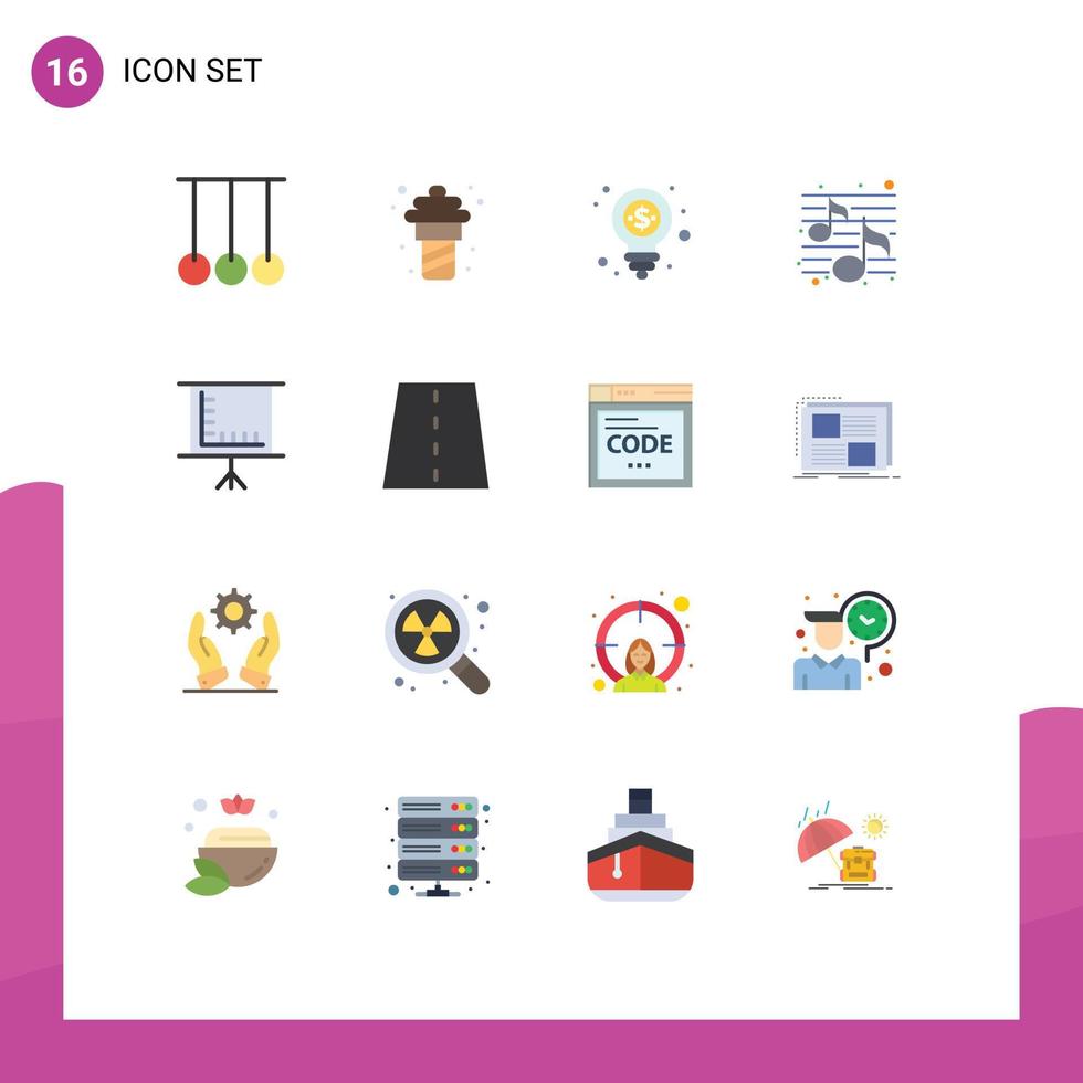 16 Creative Icons Modern Signs and Symbols of board night bulb party music Editable Pack of Creative Vector Design Elements