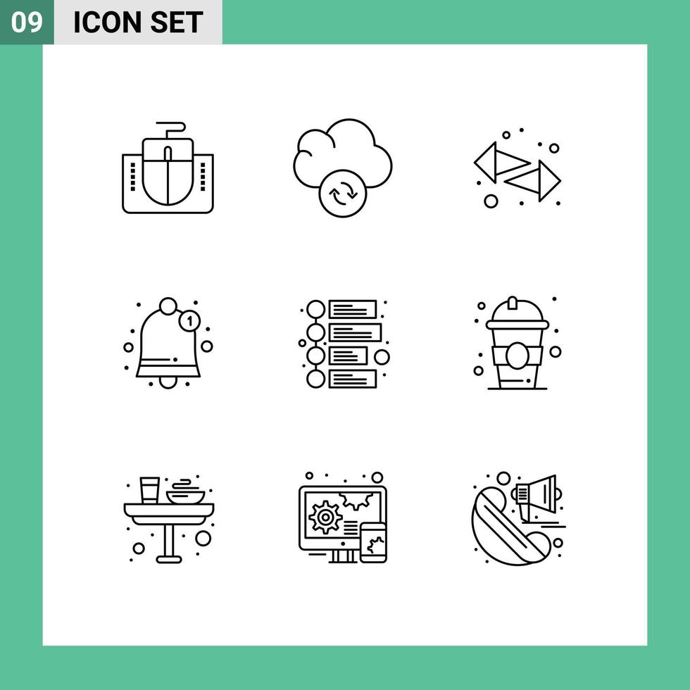 Group of 9 Modern Outlines Set for drink marketing switch advertisement notification Editable Vector Design Elements