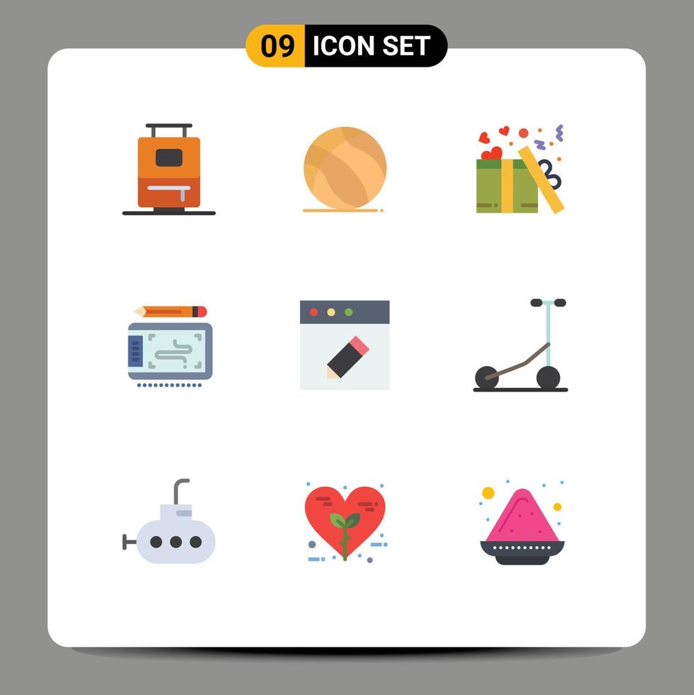 Modern Set of 9 Flat Colors Pictograph of mac app love wacom graphic Editable Vector Design Elements
