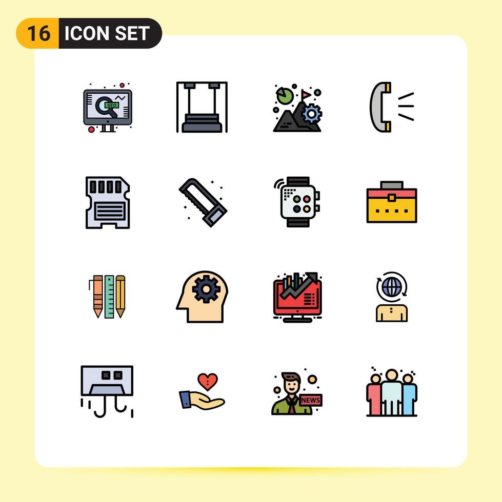 conjunto de 16 iconos modernos de la interfaz de usuario signos de símbolos para atención al cliente llamada jardín de infantes respuesta crecimiento elementos de diseño de vectores creativos editables