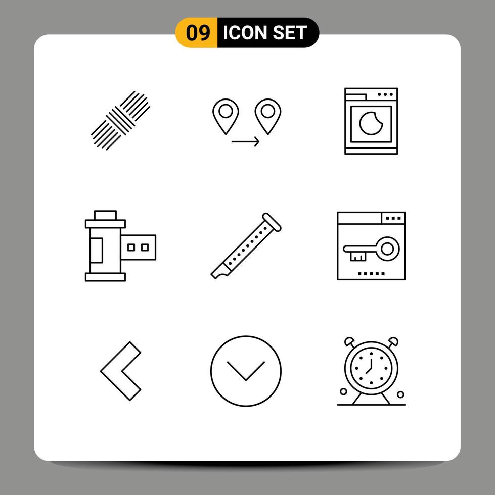 9 Universal Outline Signs Symbols of music flute wash audio photo Editable Vector Design Elements