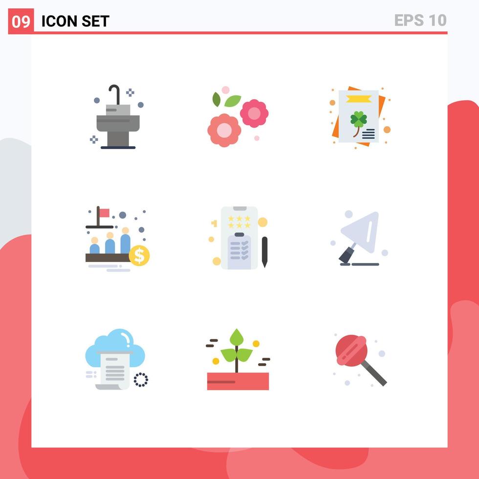 Pictogram Set of 9 Simple Flat Colors of online marketing greeting card trade management Editable Vector Design Elements