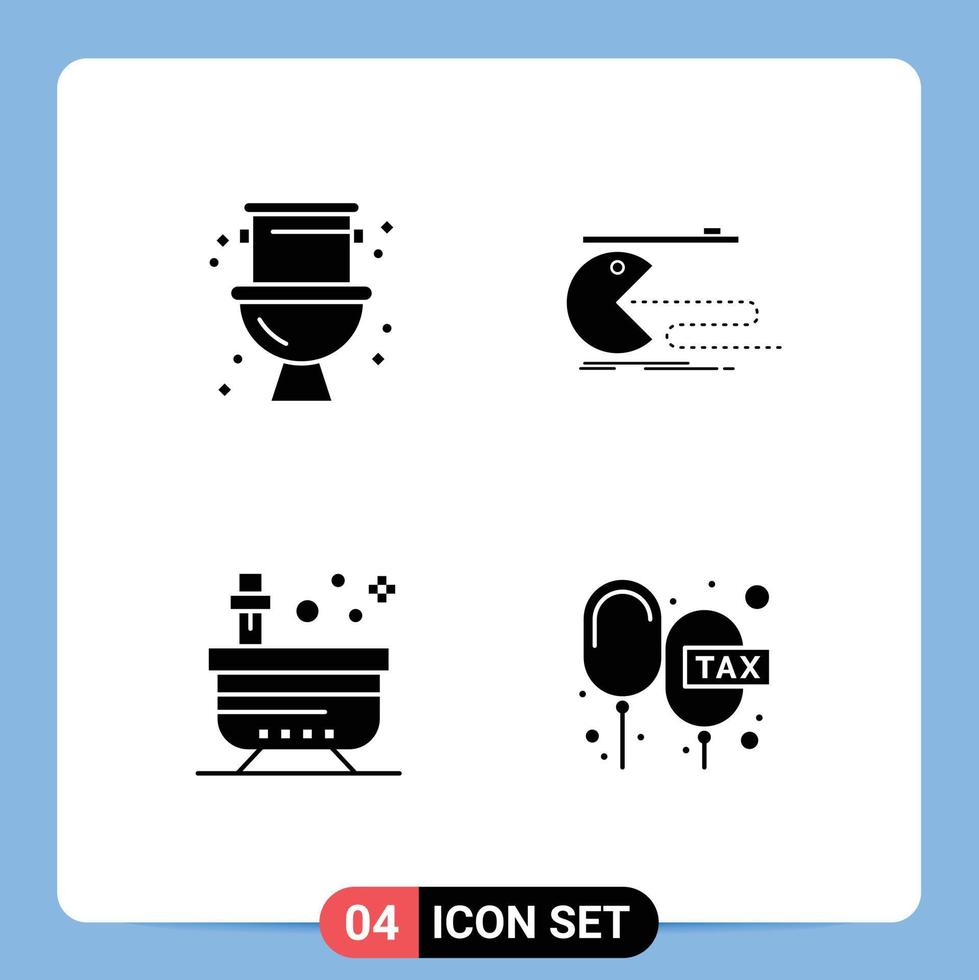 User Interface Pack of 4 Basic Solid Glyphs of mechanical bath system game spa Editable Vector Design Elements