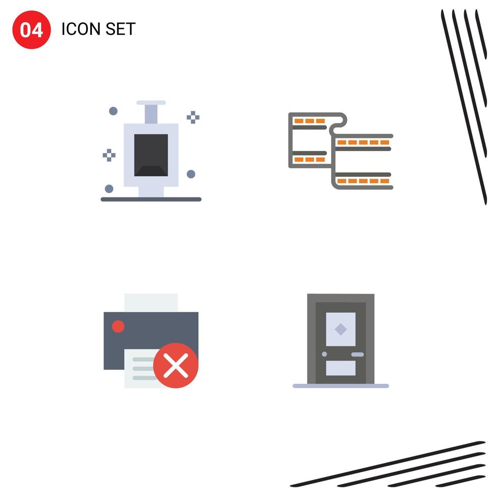 Pack of 4 Modern Flat Icons Signs and Symbols for Web Print Media such as urinal hardware filam computers building Editable Vector Design Elements