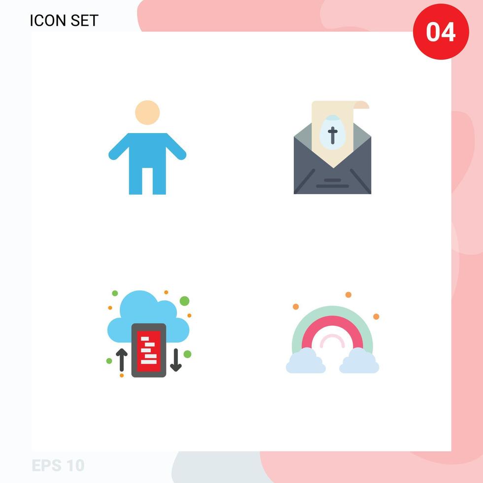 Editable Vector Line Pack of 4 Simple Flat Icons of dad drive people easter upload Editable Vector Design Elements