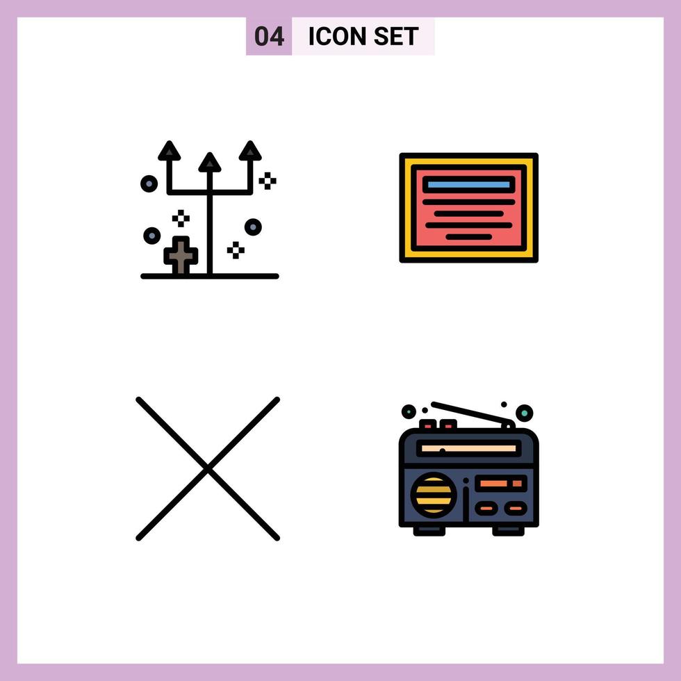 Set of 4 Modern UI Icons Symbols Signs for eve delete horror file news Editable Vector Design Elements