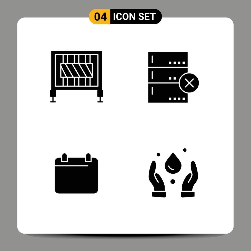 Modern Set of 4 Solid Glyphs and symbols such as barrier date signaling devices ecology Editable Vector Design Elements