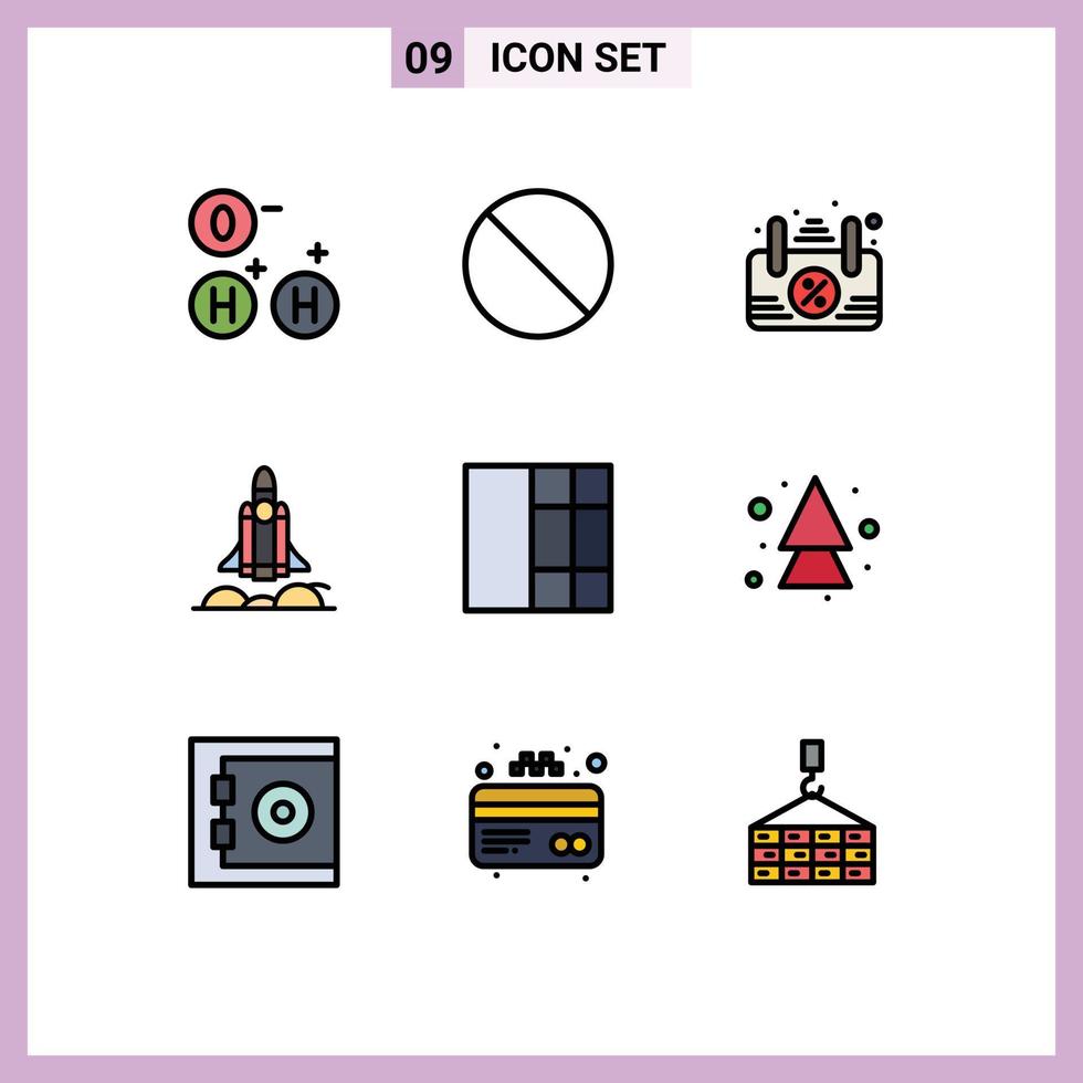 Universal Icon Symbols Group of 9 Modern Filledline Flat Colors of up arrow open wireframe startup Editable Vector Design Elements