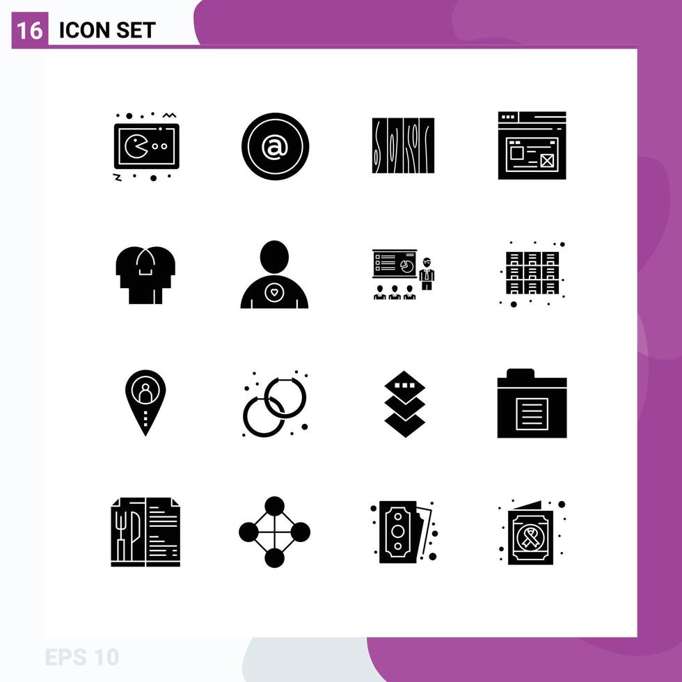 Set of 16 Modern UI Icons Symbols Signs for web internet mail texture design Editable Vector Design Elements