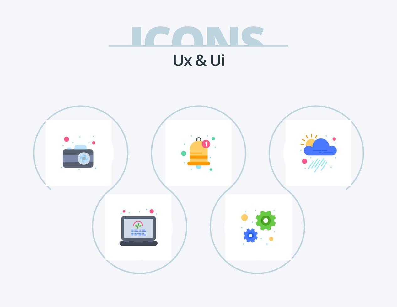 Ux And Ui Flat Icon Pack 5 Icon Design. tool. app. photo. reminder. bell vector