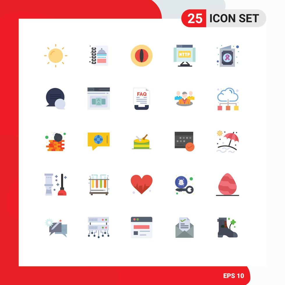 Flat Color Pack of 25 Universal Symbols of chat medical finance health internet Editable Vector Design Elements