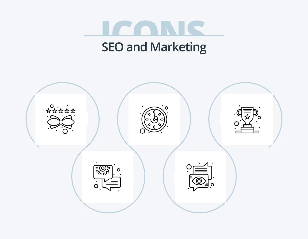 Seo Line Icon Pack 5 Icon Design. clock. trophy. success. seo. rating vector