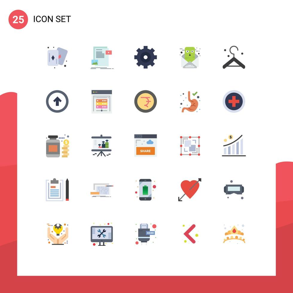 25 User Interface Flat Color Pack of modern Signs and Symbols of arrow clothes control email communication Editable Vector Design Elements