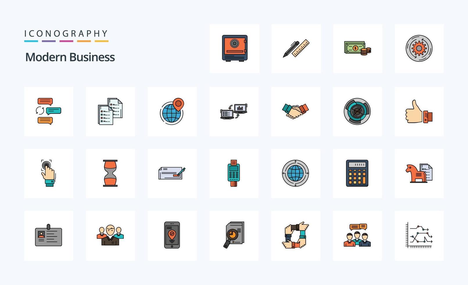 25 Modern Business Line Filled Style icon pack vector