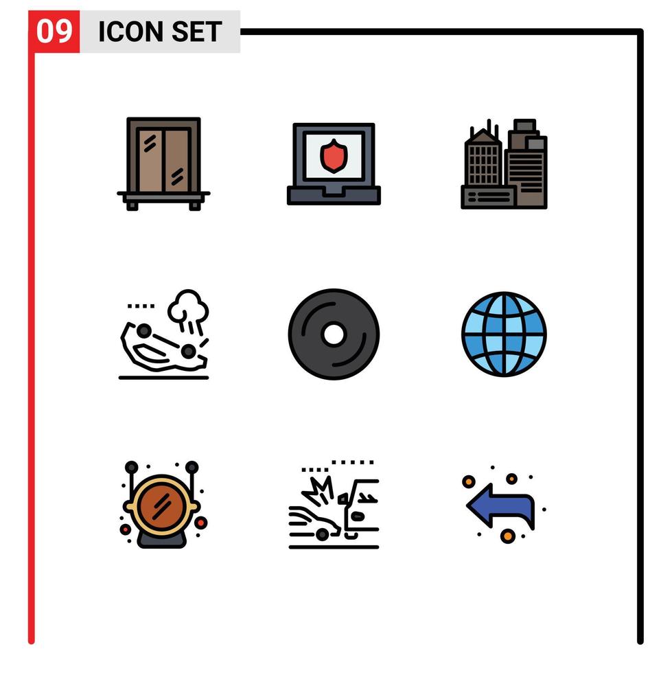 Universal Icon Symbols Group of 9 Modern Filledline Flat Colors of multimedia dvd work disk flipped Editable Vector Design Elements