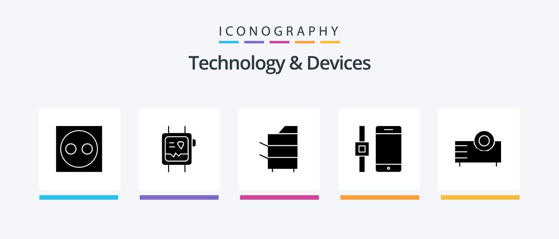 Devices Glyph 5 Icon Pack Including devices. smart watch. watch. connect. products. Creative Icons Design vector