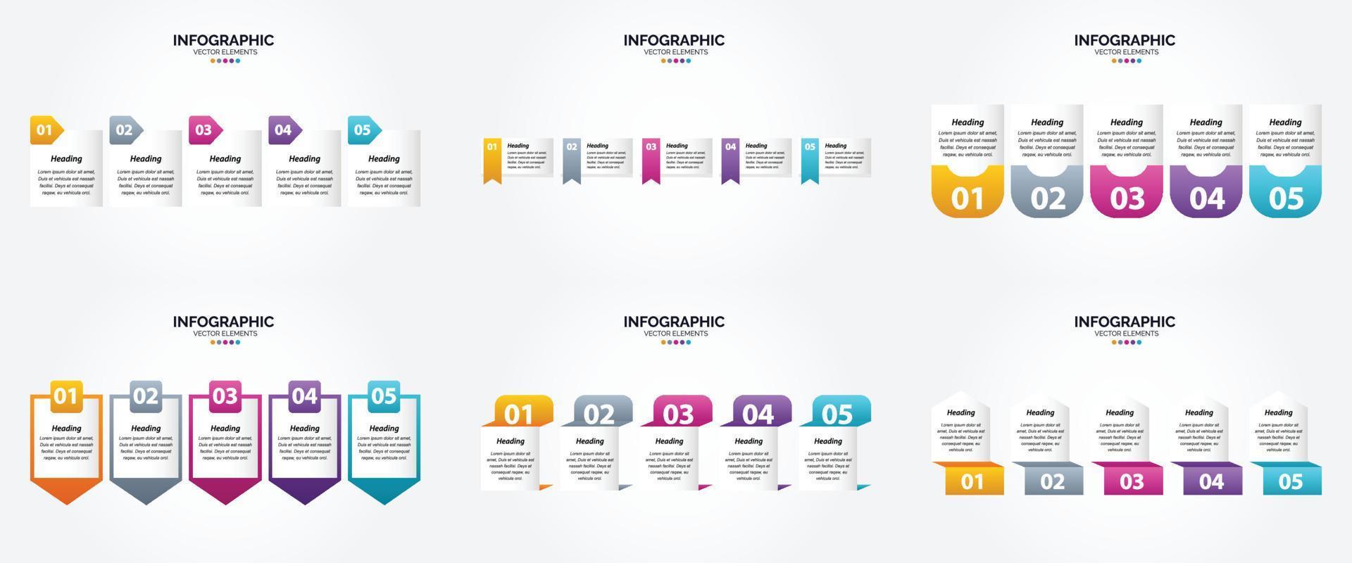 The flat design vector infographics in this set are ideal for advertising in a brochure. flyer. or magazine.