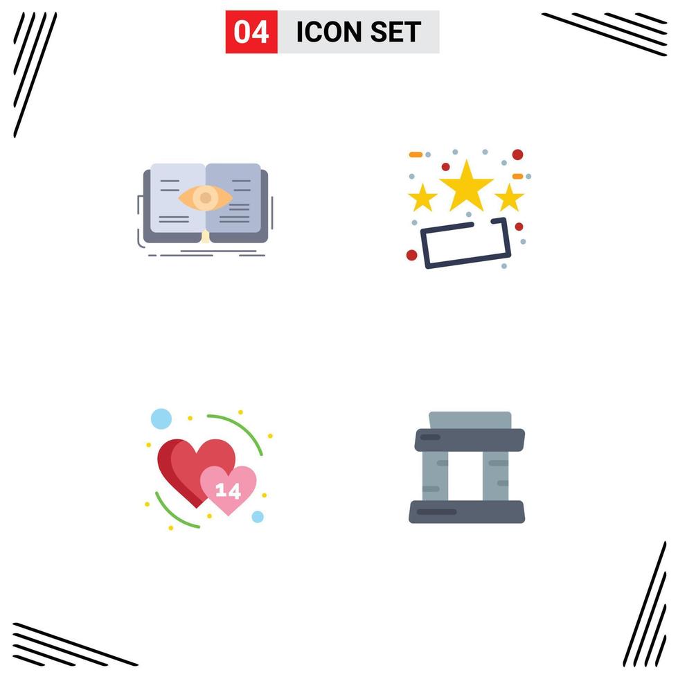 4 Universal Flat Icons Set for Web and Mobile Applications knowledge heart view friday february Editable Vector Design Elements