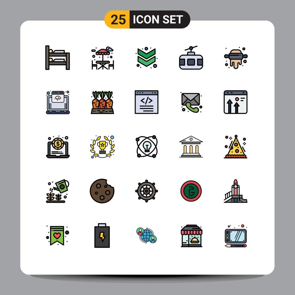 User Interface Pack of 25 Basic Filled line Flat Colors of cloud pin down kitchen tourism Editable Vector Design Elements