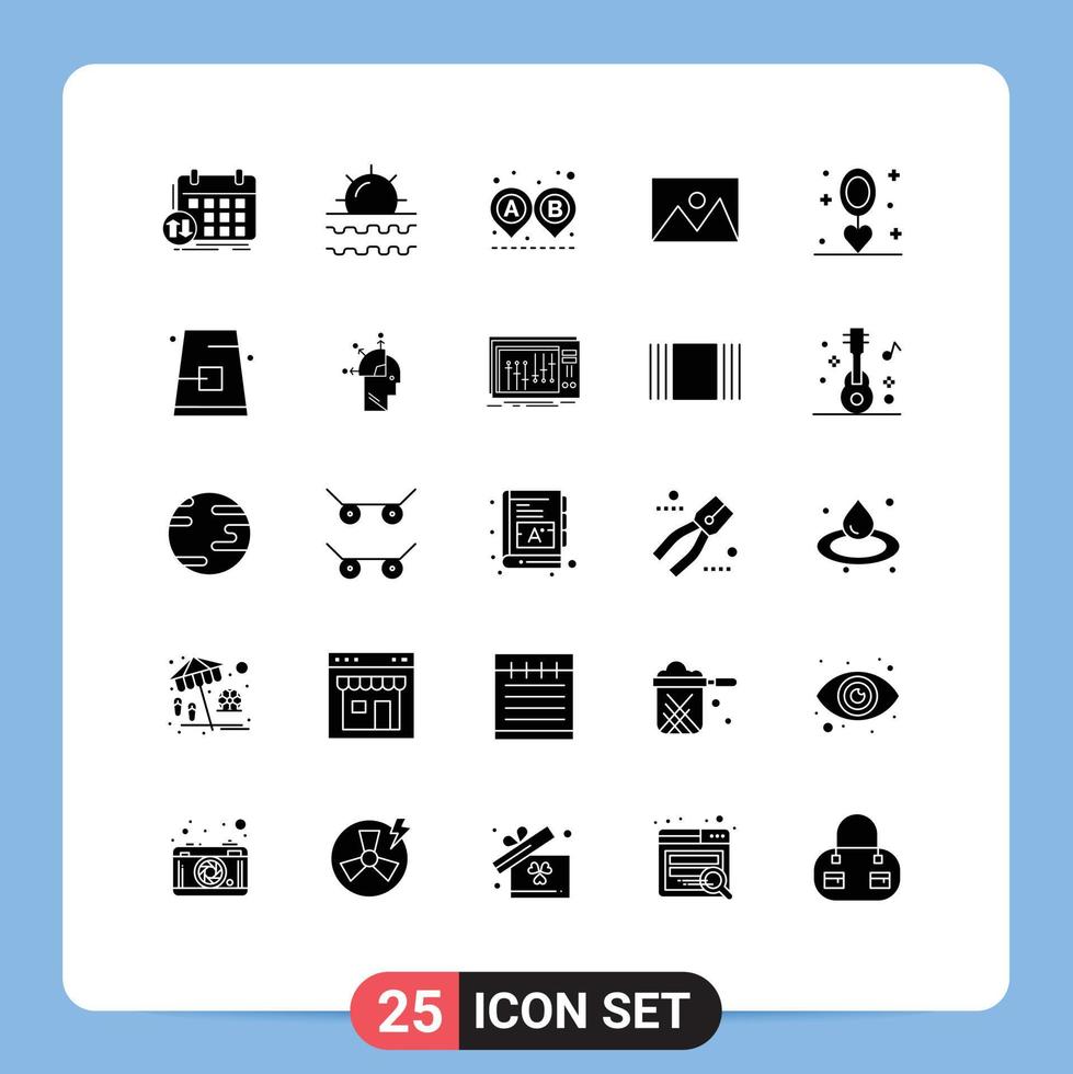 25 Thematic Vector Solid Glyphs and Editable Symbols of house home travel appliances route Editable Vector Design Elements