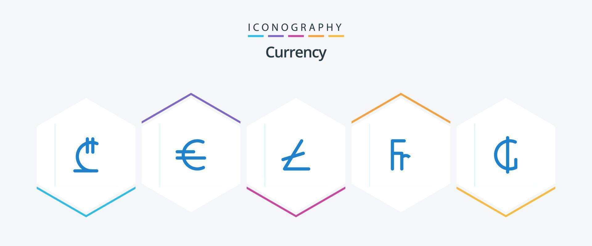 Currency 25 Blue icon pack including paraguayan. guarani. blockchain. currency. finance vector