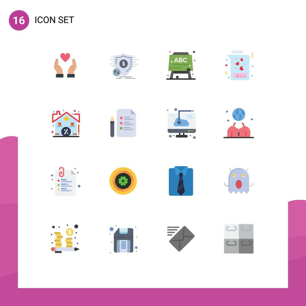 16 Universal Flat Colors Set for Web and Mobile Applications real discount board love flask Editable Pack of Creative Vector Design Elements