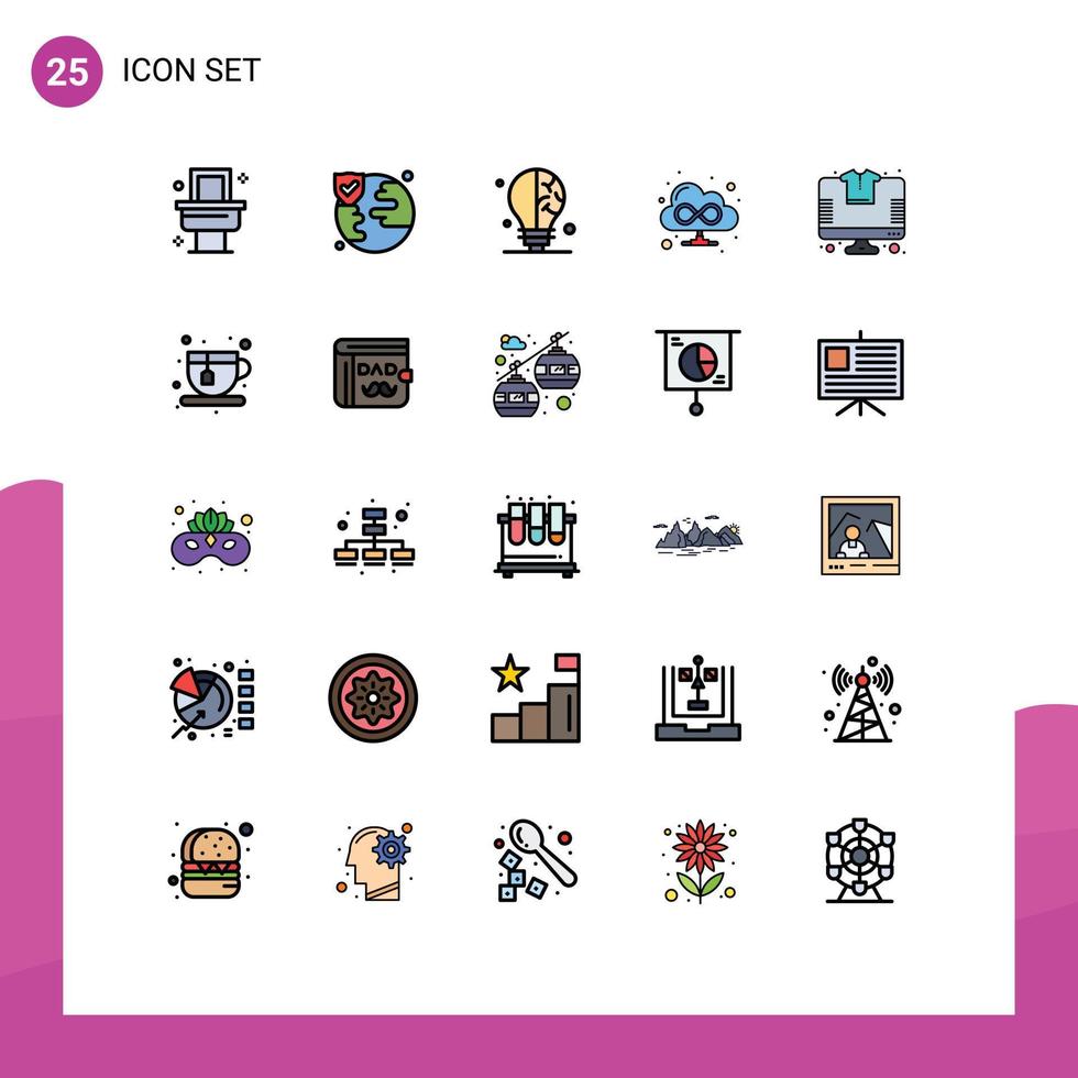 Stock Vector Icon Pack of 25 Line Signs and Symbols for tea tshirt science store online Editable Vector Design Elements