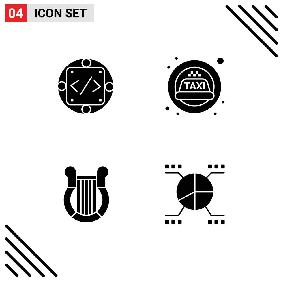 Set of 4 Commercial Solid Glyphs pack for code greece management siren history Editable Vector Design Elements