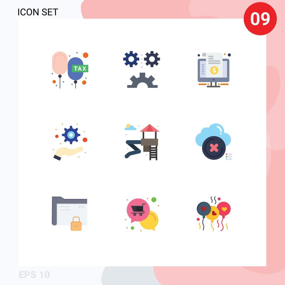 9 Universal Flat Colors Set for Web and Mobile Applications support management mechanization purchase invoice Editable Vector Design Elements