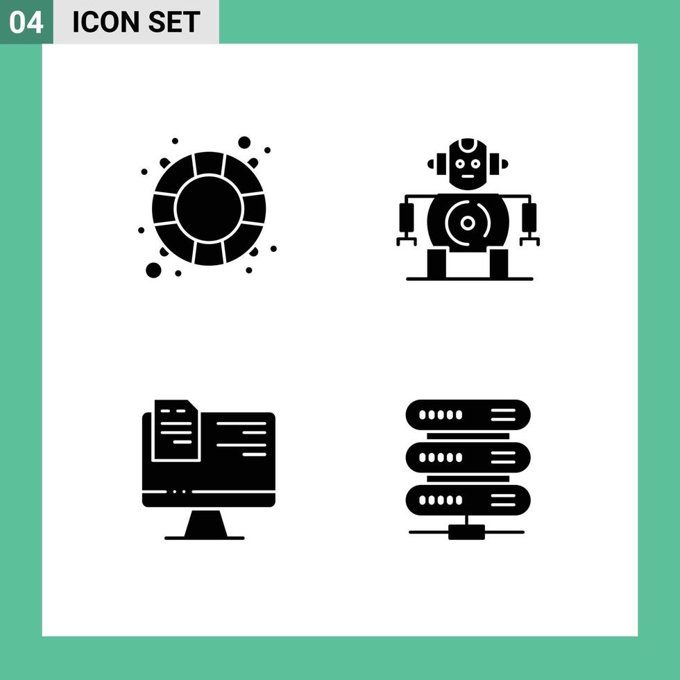 Pictogram Set of 4 Simple Solid Glyphs of rescue education water technology computing Editable Vector Design Elements