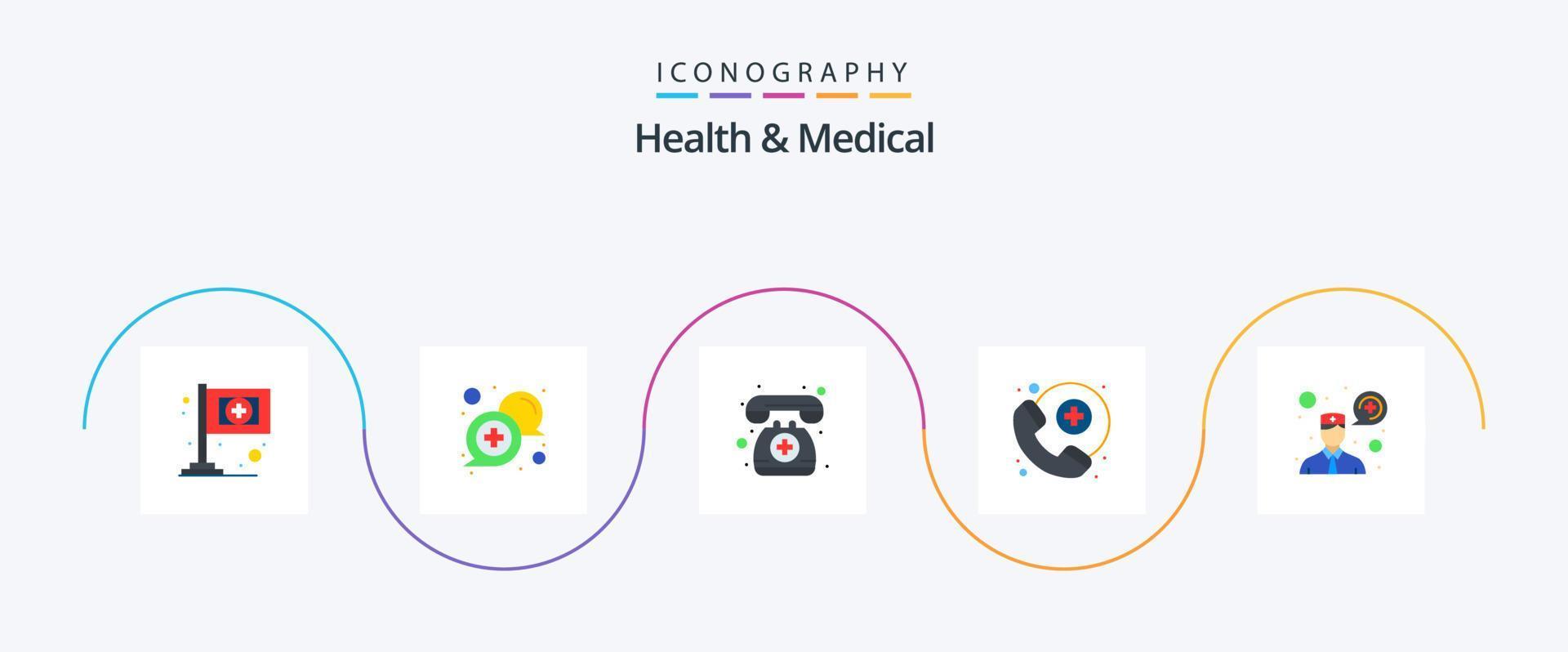 Health And Medical Flat 5 Icon Pack Including communication. ask a doctor. doctor on call. service. doctor on call vector
