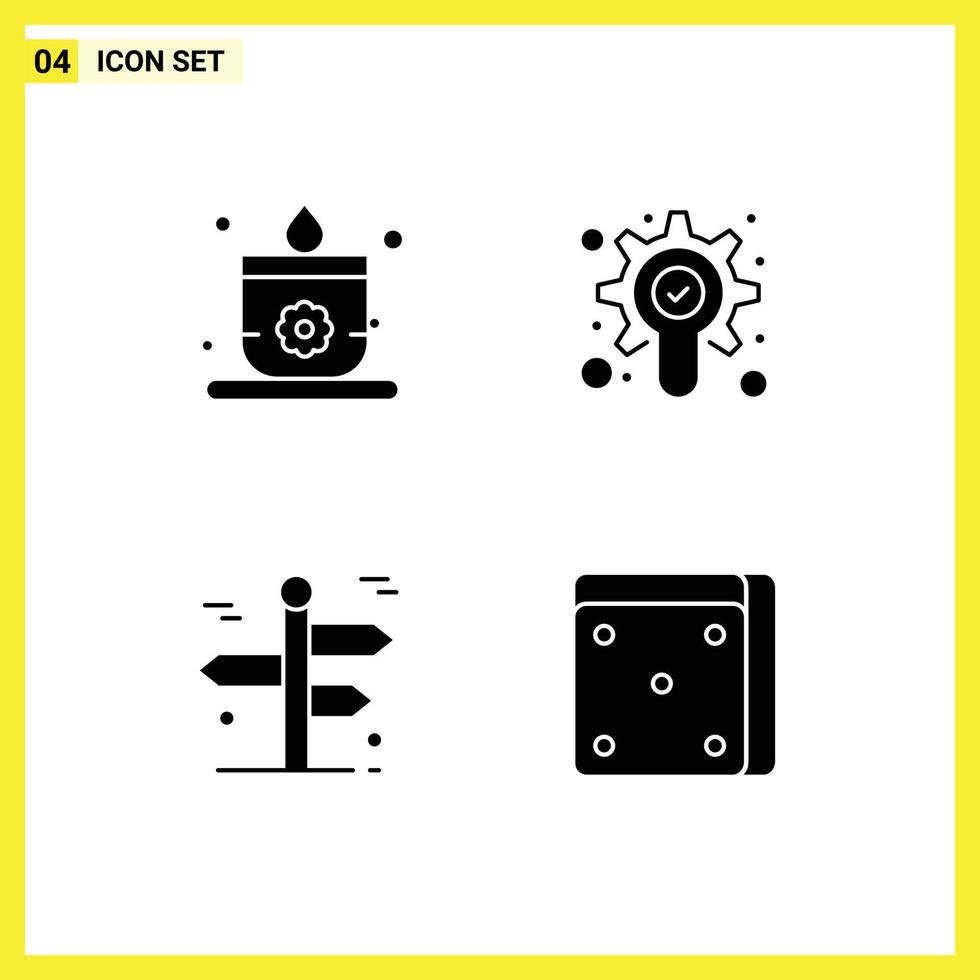 Universal Icon Symbols Group of 4 Modern Solid Glyphs of candle travelling search navigation casino Editable Vector Design Elements