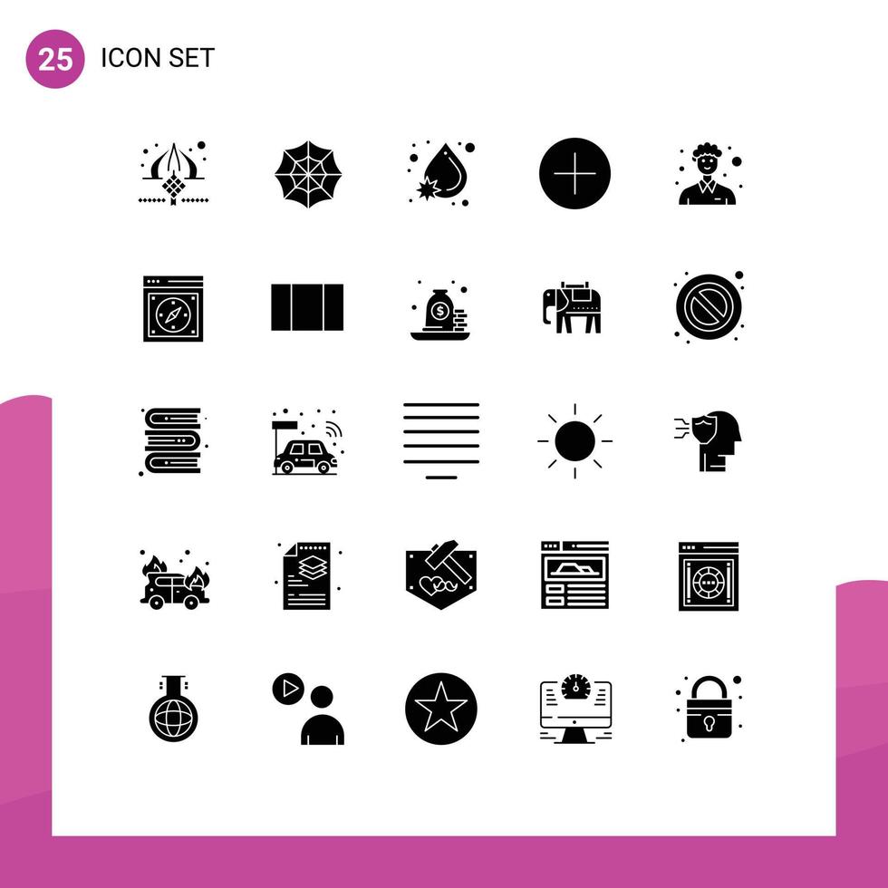 Universal Icon Symbols Group of 25 Modern Solid Glyphs of man community virus new add Editable Vector Design Elements