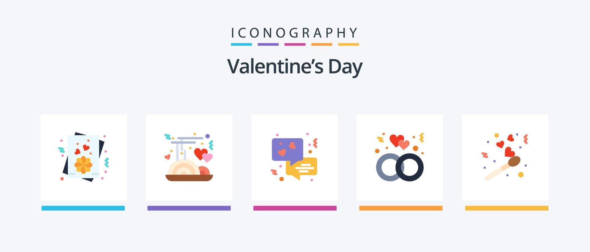Valentines Day Flat 5 Icon Pack Including valentine fire. love. communication. holiday. ring. Creative Icons Design vector