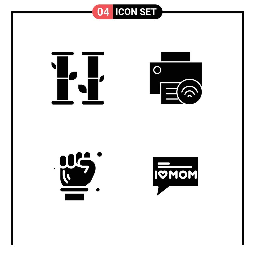 Pictogram Set of Simple Solid Glyphs of bamboo architect computers hardware spanner Editable Vector Design Elements