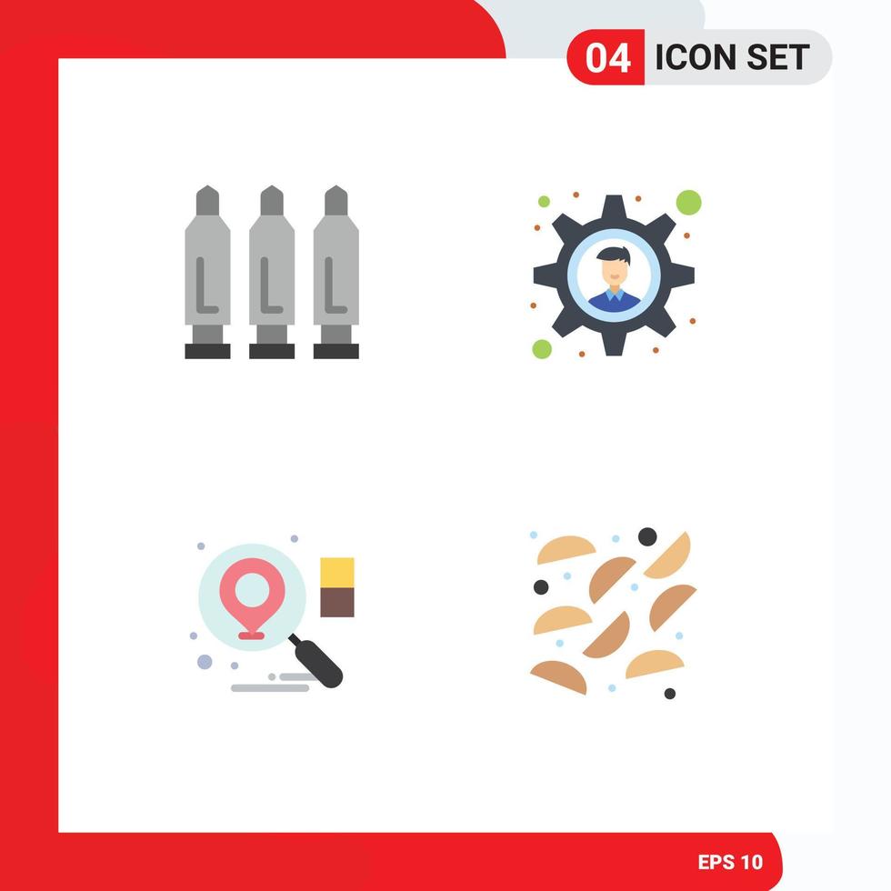 Pack of 4 Modern Flat Icons Signs and Symbols for Web Print Media such as bullet business weapon business solution fried Editable Vector Design Elements