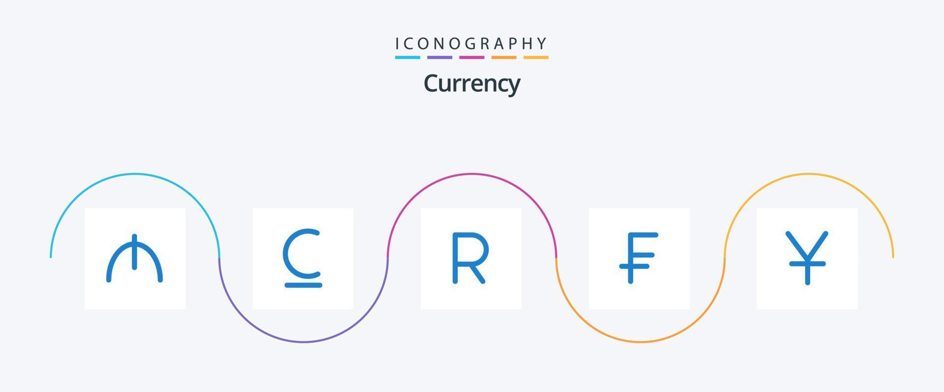 Currency Blue 5 Icon Pack Including yen. yuan. african. dollar. cash vector