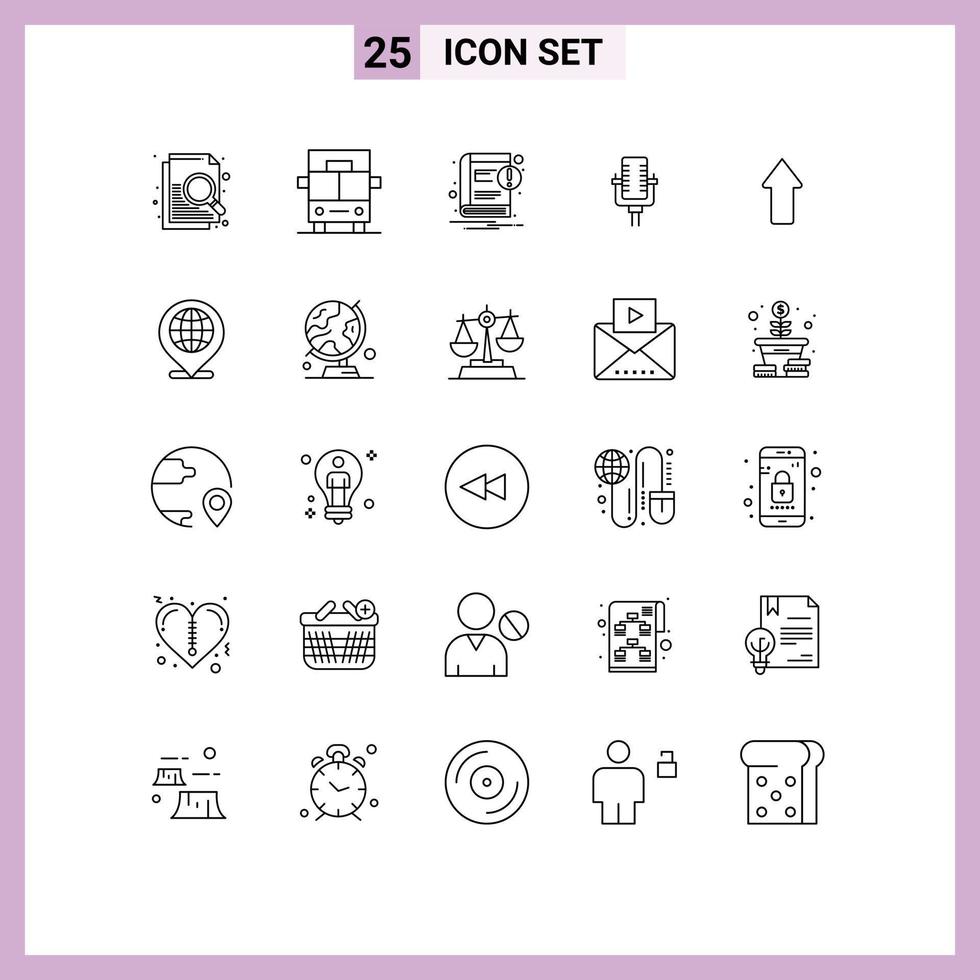 25 Thematic Vector Lines and Editable Symbols of upload arrows notice arrow record Editable Vector Design Elements