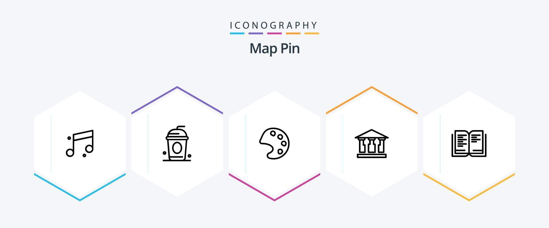 paquete de iconos de 25 líneas de pin de mapa que incluye . . herramientas. escuela. libro vector