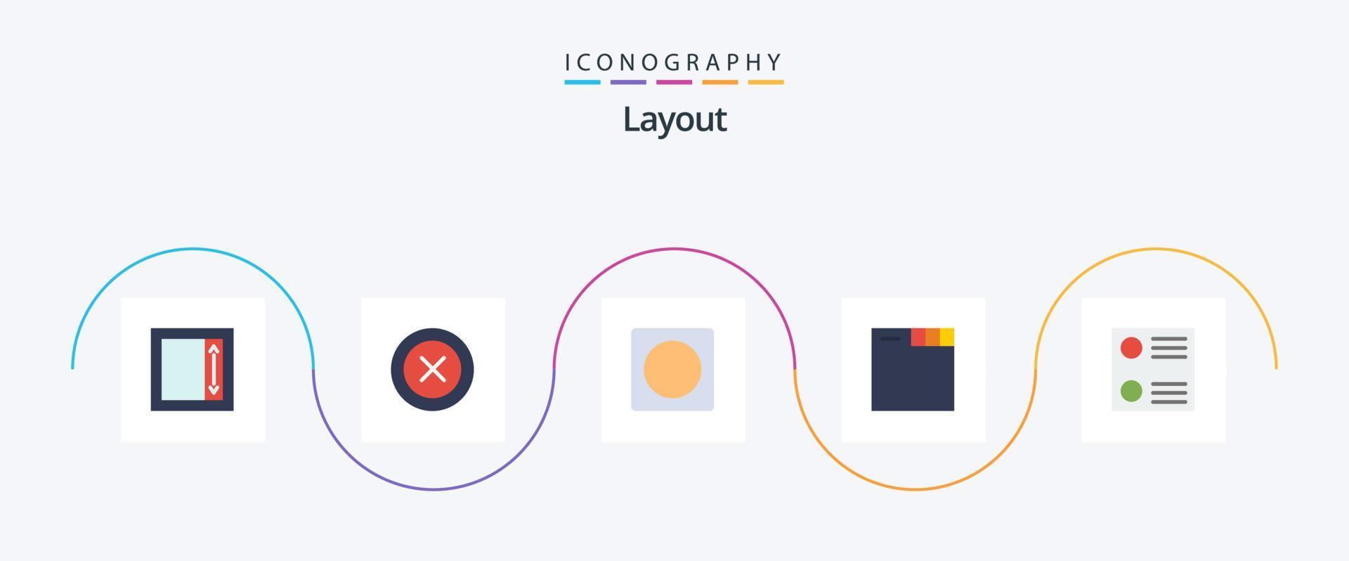 Layout Flat 5 Icon Pack Including . radio button. frame. list. tabs vector