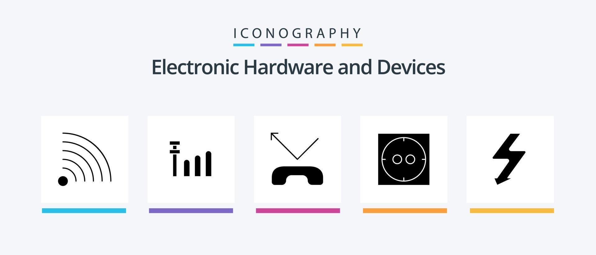 Devices Glyph 5 Icon Pack Including . electric. photo. Creative Icons Design vector