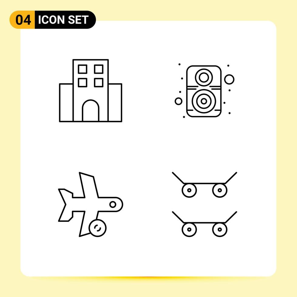 4 Thematic Vector Filledline Flat Colors and Editable Symbols of apartment flight travel hardware refresh Editable Vector Design Elements