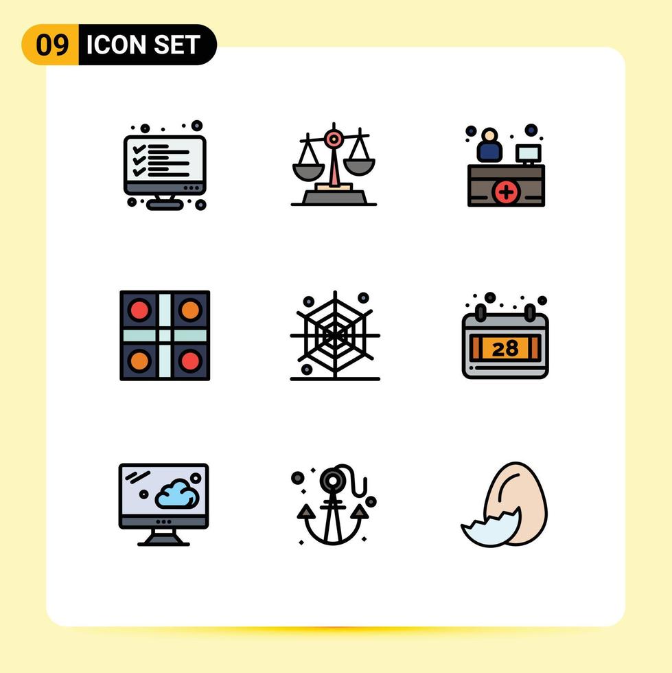 Modern Set of 9 Filledline Flat Colors and symbols such as halloween ludo game baluance ludo board game Editable Vector Design Elements