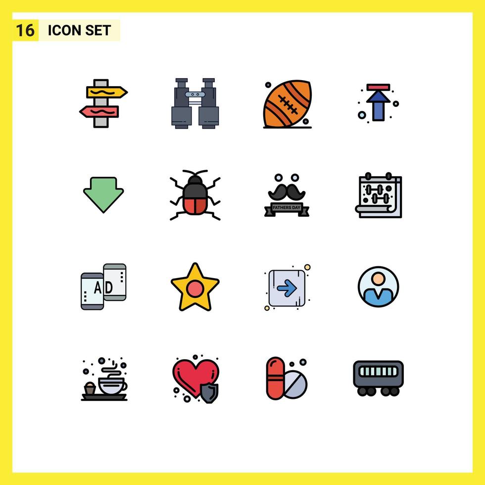 Stock Vector Icon Pack of 16 Line Signs and Symbols for down upload american football up arrow Editable Creative Vector Design Elements