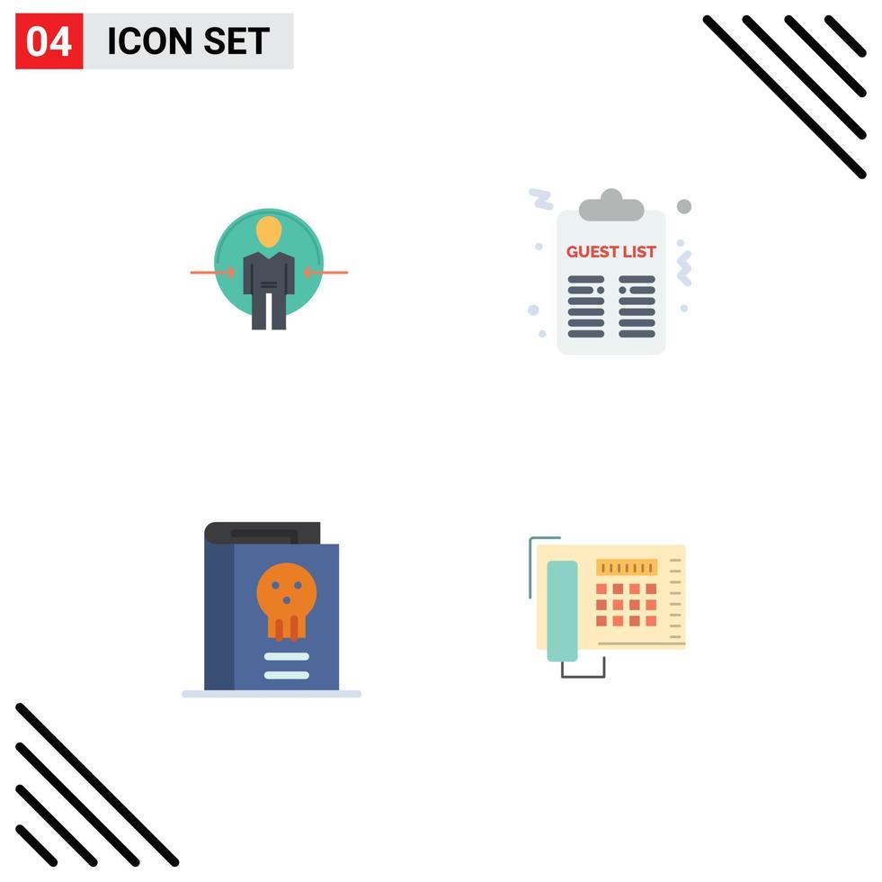 4 iconos creativos signos y símbolos modernos del hombre libro id noche fantasía elementos de diseño vectorial editables vector